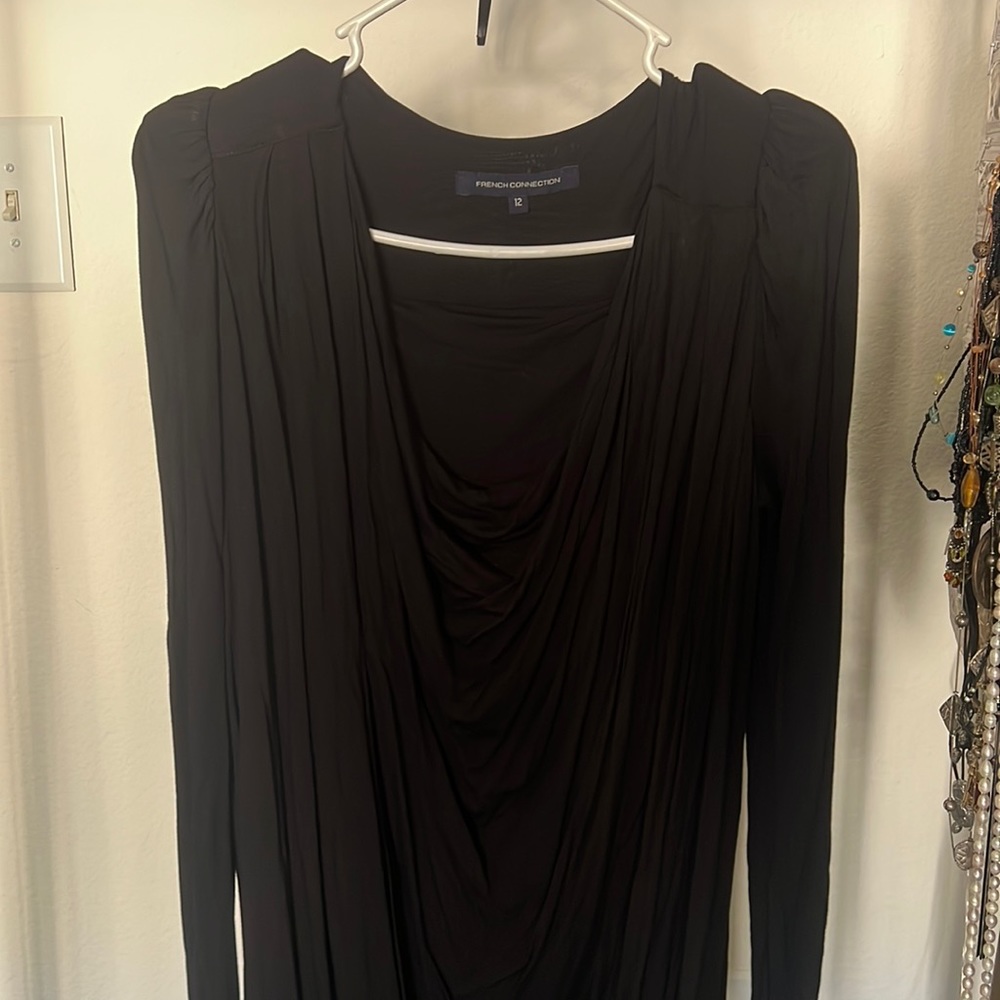 Black French connection dress, padded shoulders
